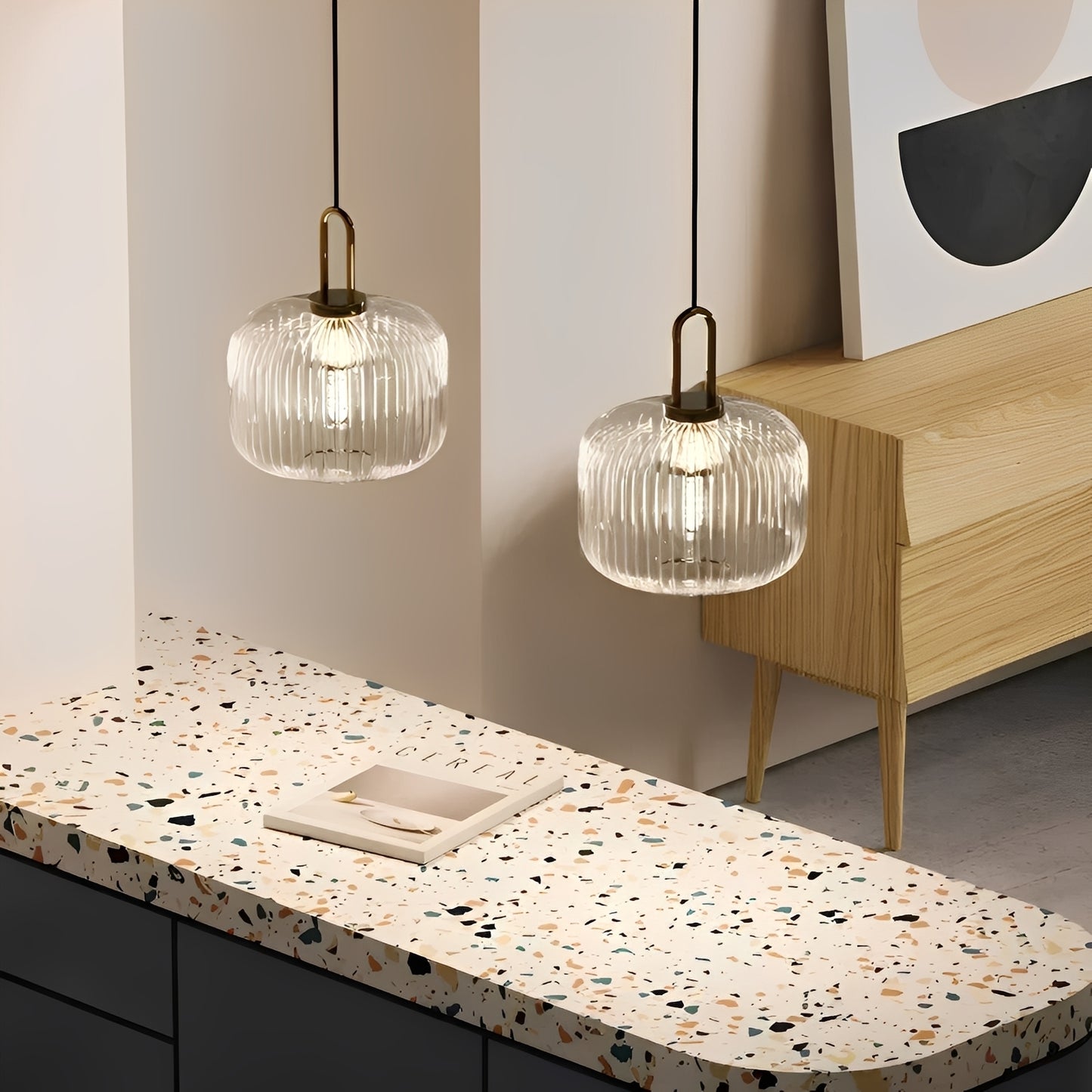 Kiyomitsu – Runde Glas-Pendelleuchte