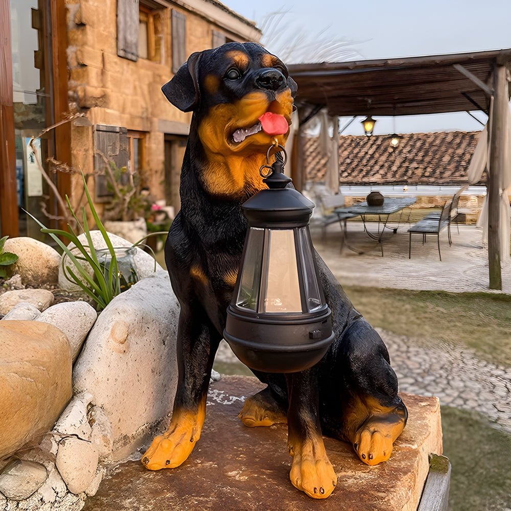 Danny – Solar Gartenfigur Hund mit Laterne
