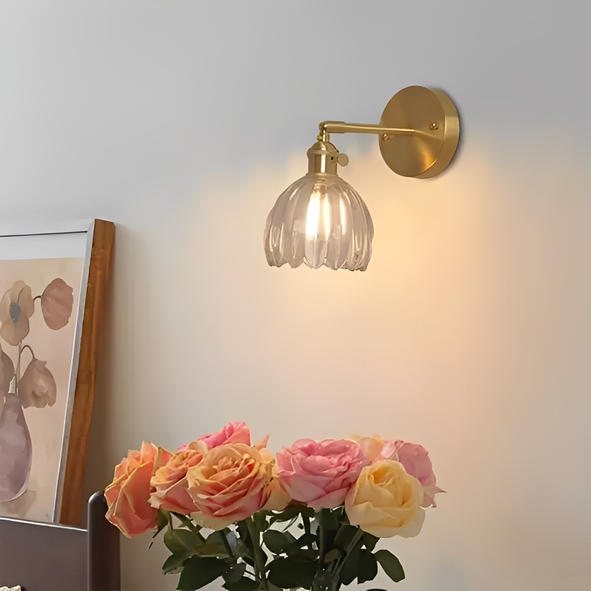 Fiona – Retro Kupfer-Glas Wandleuchte