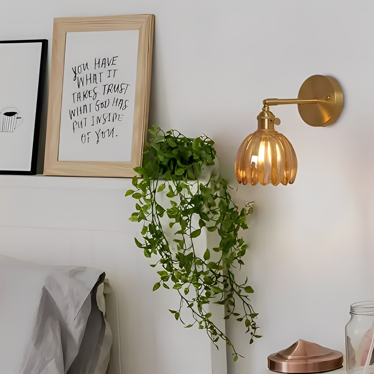 Fiona – Retro Kupfer-Glas Wandleuchte