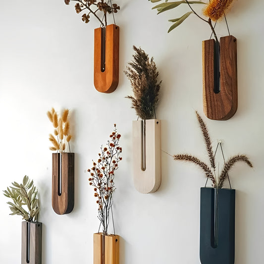 Haruto – Schlichte Wandvase im Naturholz-Design