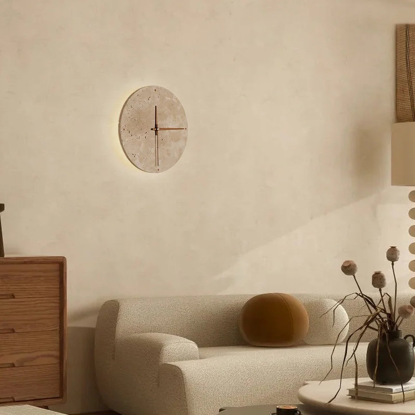 Solin – Runde Wanduhr in Steinoptik